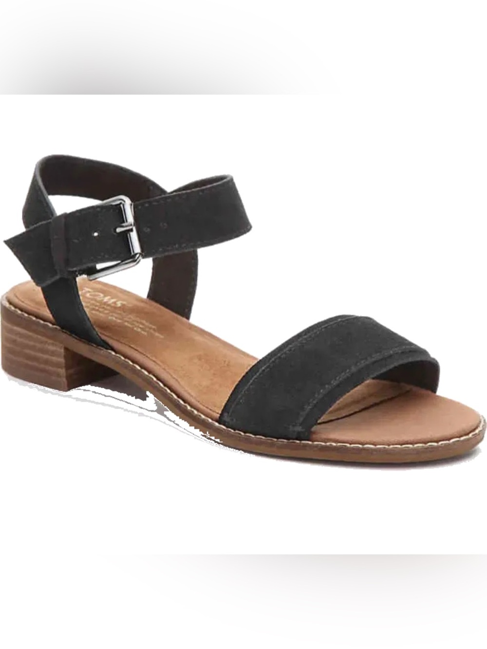 TOMS Camilia Women's Suede Sandals, Black, Size 6.5